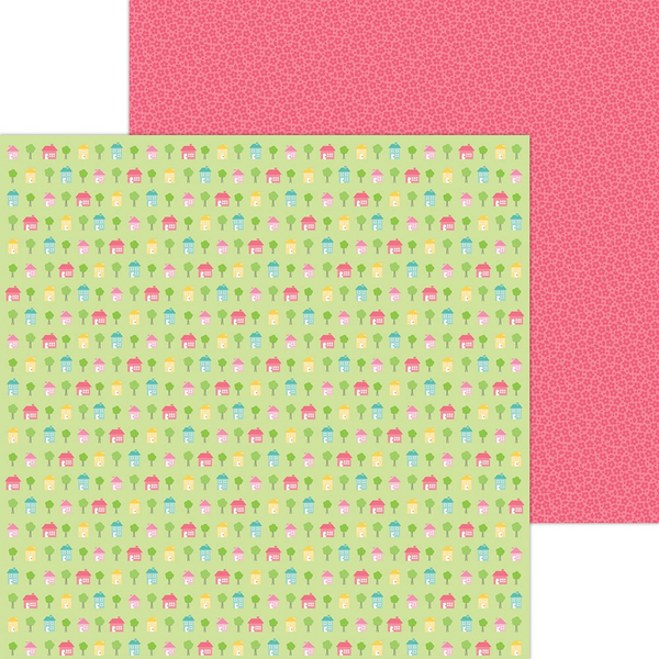 Doodlebug Design, My Happy Place Collection, 12 x 12 Double Sided Paper, The Neighborhood (7380)