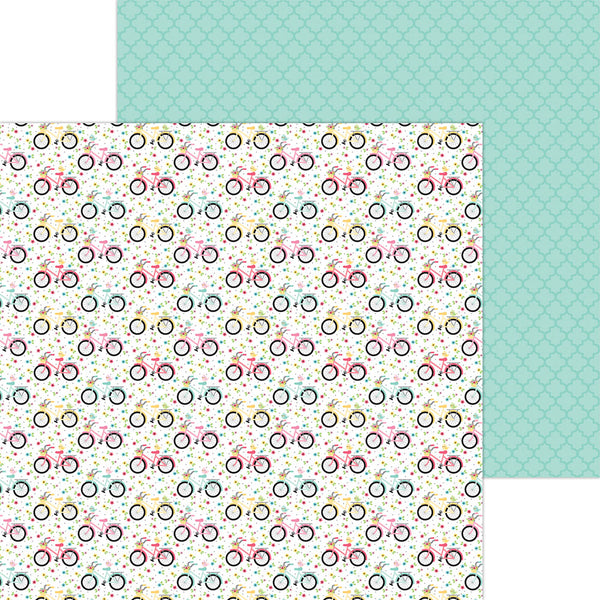 Doodlebug Design, My Happy Place Collection, 12 x 12 Double Sided Paper, Enjoy The Ride (7382)