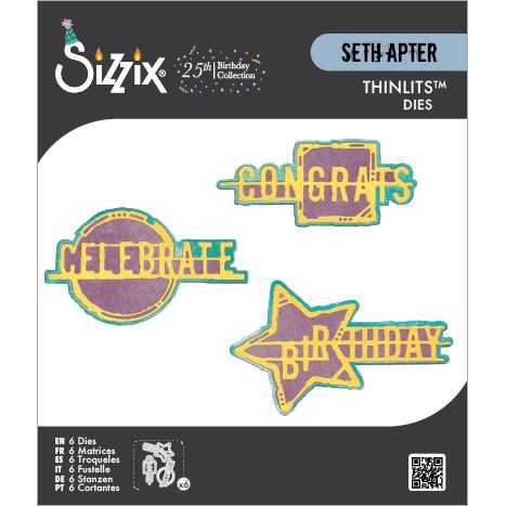 Sizzix Thinlits Die Set 6PK, Word Wafers Birthday by Seth Apter (667132)