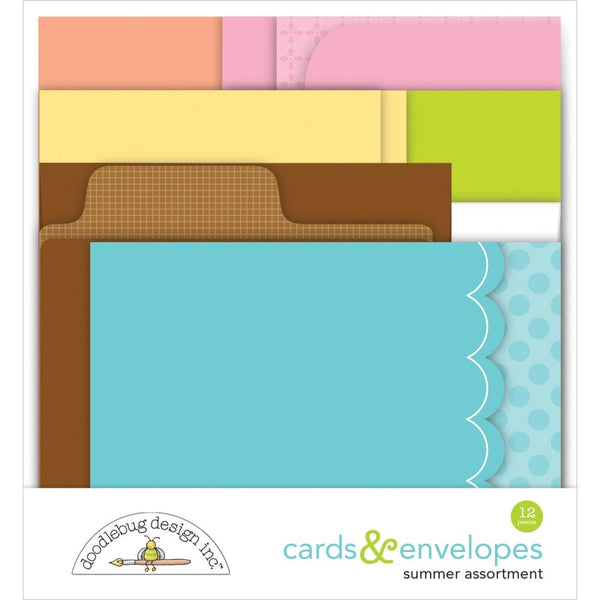 Doodlebug Cards & Envelopes 12/Pkg, Seaside Summer
