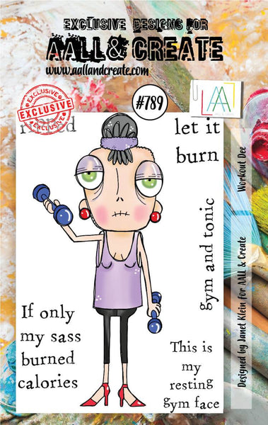 AALL And Create, #789, Workout Dee, A7 Photopolymer Clear Stamp Set by Janet Klein