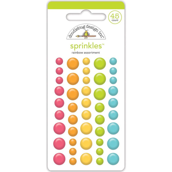 Doodlebug Sprinkles Adhesive Enamel Shapes, Rainbow Assortment