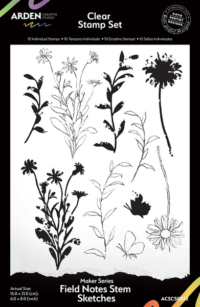 Arden Creative Studio, Maker Series, 6"x8" Stamp Set, Field Notes Stem Sketches