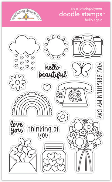 Doodlebug Clear Doodle Stamps, Hello Again