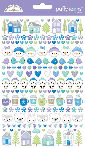 Doodlebug Puffy Icons Stickers, Snow Much Fun