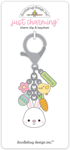 Doodlebug Just Charming Charm Clip & Keychain, Bunny Hop