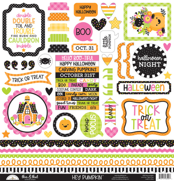Doodlebug Design, This & That Cardstock Stickers 12"X12", Hey Pumpkin