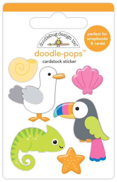 Doodlebug Design, Doodle-pops 3D Cardstock Sticker, Tropical Trio