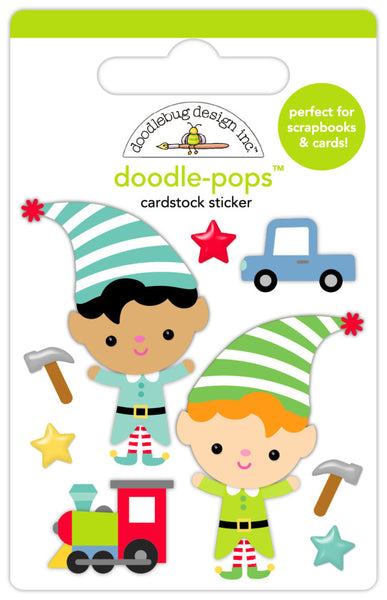 Doodlebug Design, Doodle-pops 3D Cardstock Sticker, Santa's Elves