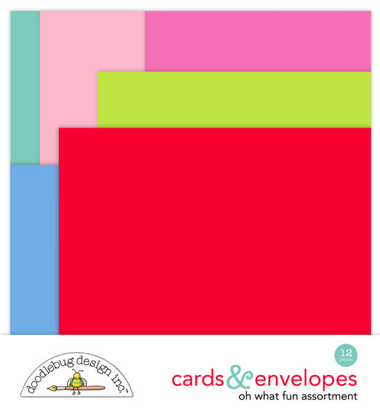 Doodlebug Cards & Envelopes 12/Pkg, Oh What Fun