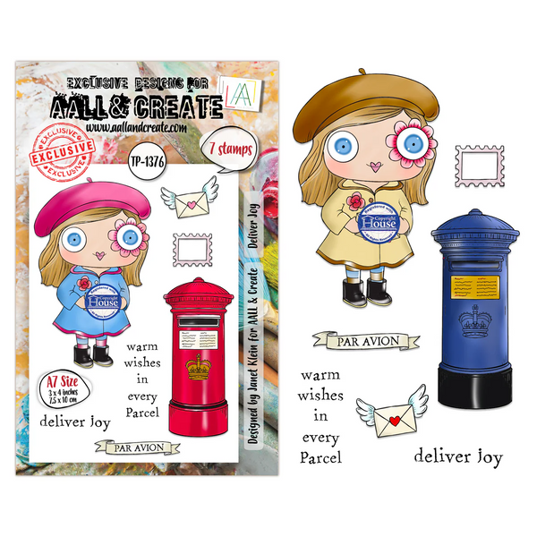 AALL And Create A7 #TP-1376 Photopolymer Clear Stamp Set, Deliver Joy by Janet Klein