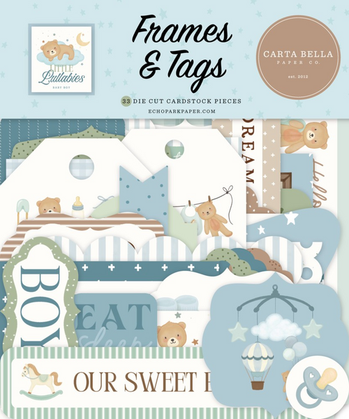 Carta Bella, Tags & Frames Ephemera, Little Lullabies, Baby Boy (CBLUB485025)