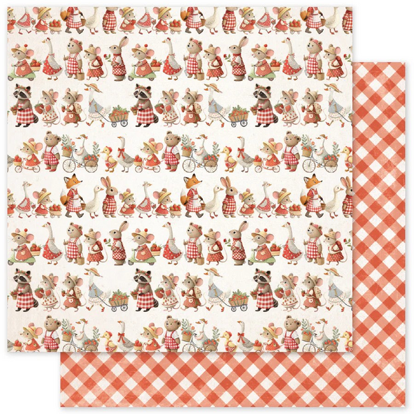 Paper Rose, 12X12 Double Sided Paper, Strawberry Friends Basics - A (#34887)