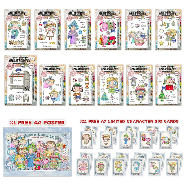 AALL and Create, Janet Klein Season Of Sparkle Stamp Bundle + A4 Free Poster & Bio Cards