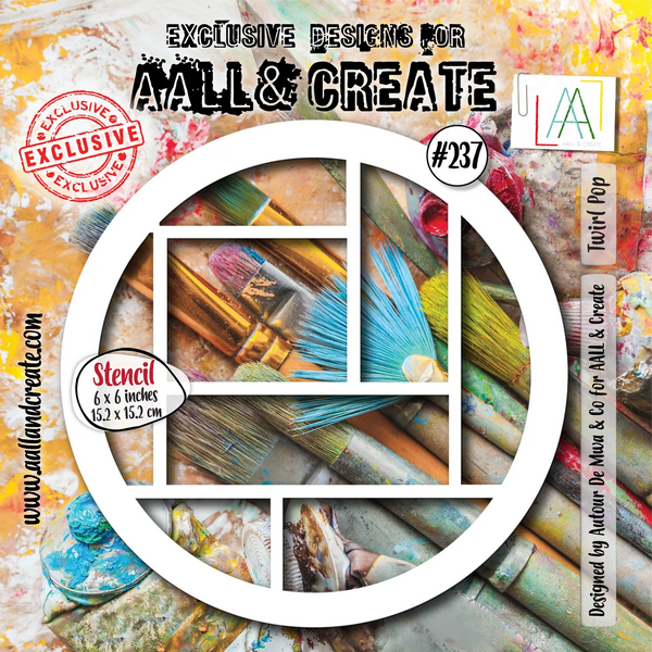 AALL & Create, 6"x6"Stencil, #237, Twirl Pop, Designed by Autour De Mwa & Co.
