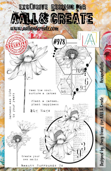 AALL & Create, #978 - A5 Clear Stamp Set, Hexapetalistic, Designed by Tracy Evans