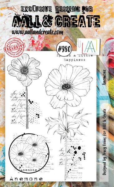 AALL & Create, #980 - A6 Clear Stamp Set - Anemone, Designed by Tracy Evans