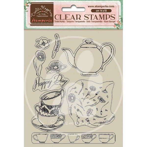 Stamperia, Hello Sweet Tea, Acrylic Clear Stamp 5.5"x7" (WTK166)