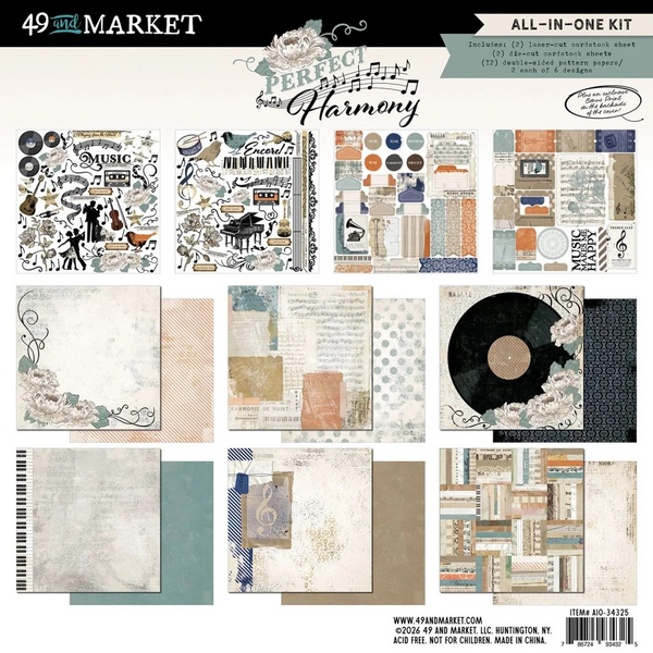 49 And Market, All-In-One Paper Collection Kit, 12"x12", Perfect Harmony (AIO-34325)