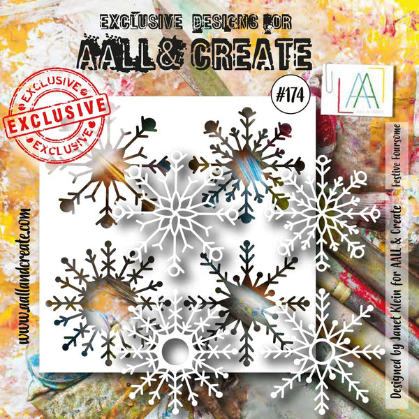 AALL & Create, #174, 6"x6" Stencil, Festive Foursome