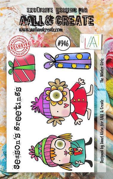 AALL & Create, #946, The Winter Girls, A7 Clear Stamp, Designed by Janet Klein