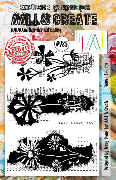 AALL & Create, #985, Flower Smudge, A5 Clear Stamp, Designed by Tracy Evans
