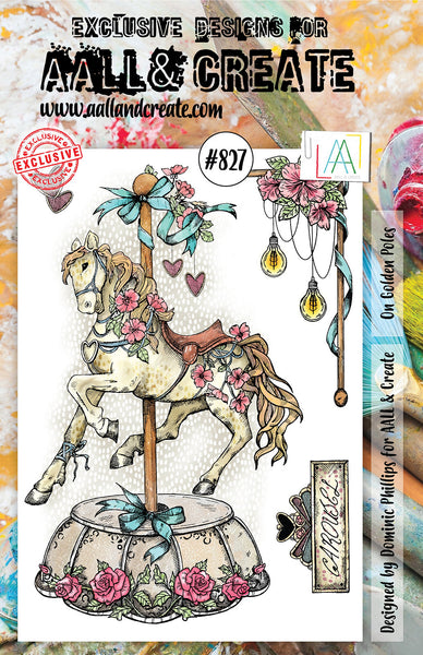 AALL & Create, #827, On Golden Poles, A5 Clear Stamp Set, Designed by Dominic Phillips