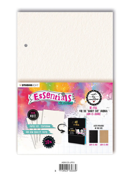Studio Light, Art By Marlene, Journal Pages Refill For The Handy Size Essentials, White 4.9" x7.1"