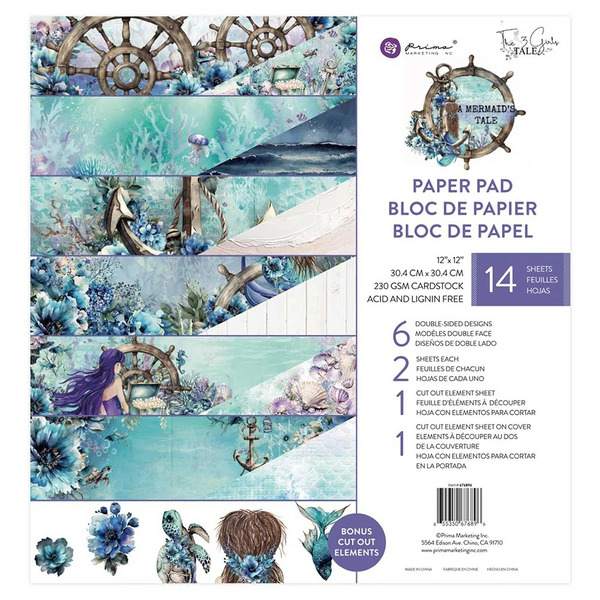 Prima Marketing Double-Sided Paper Pad 12"X12" 14/Pkg, A Mermaid's Tale