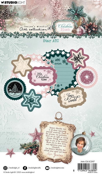 Studio Light, JMA Stamp And Cutting Dies, Star ATC Christmas Blush, 17 Pieces