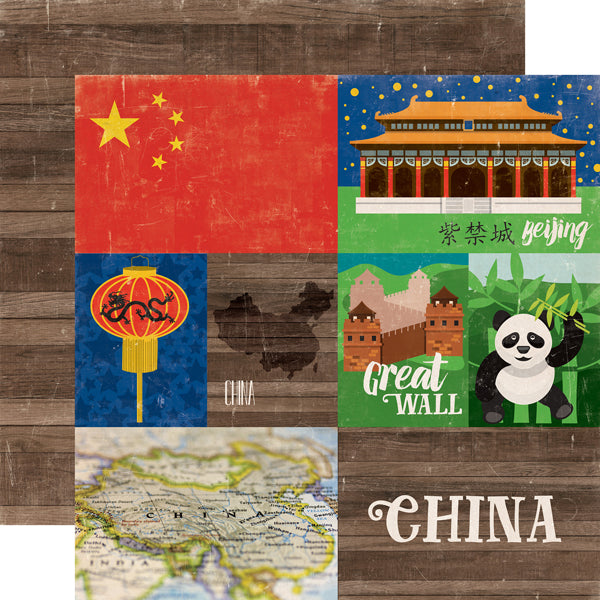 Echo Park, Around The World Double-Sided Cardstock 12"X12", China