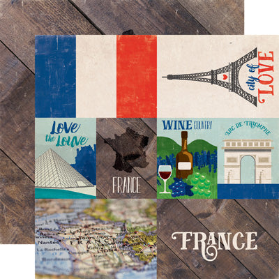 Echo Park, Around The World Double-Sided Cardstock 12"X12", France