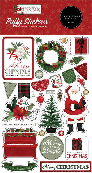 Carta Bella Puffy Stickers, A Wonderful Christmas