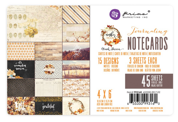 Prima, Double-Sided Journaling Cards 4"X6" 45/Pkg, Amber Moon