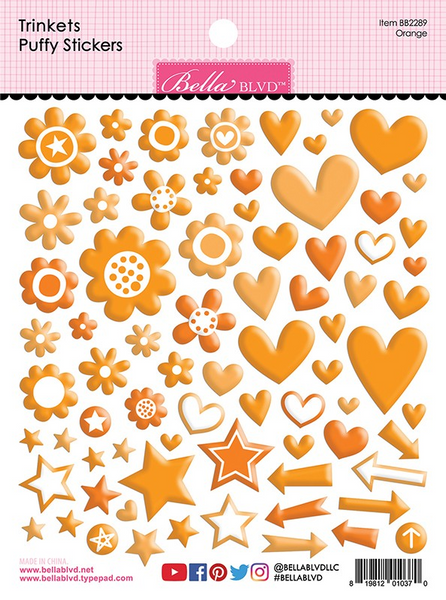 Bella Blvd, Besties Collection, Puffy Stickers, Orange Trinkets (BB2289)