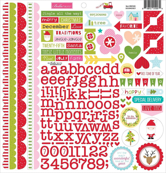 Bella Blvd, 12X12 Doohickey Cardstock Stickers, FaLaLa (BB2349)