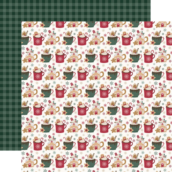 Echo Park Paper, Baking Christmas Cheer, Double-Sided Cardstock 12"X12", Hot Chocolate Mugs (BCC516013)