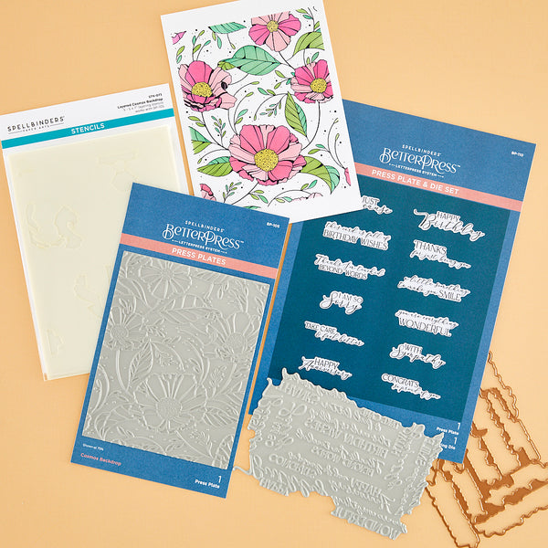 Spellbinders, Pressed Posies Betterpress Add-On Bundles, Cosmos (BD-0833)