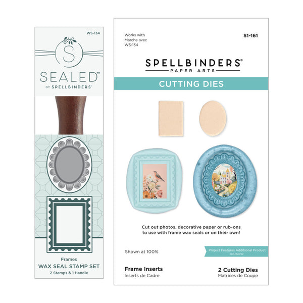 Spellbinders, 2 Pack Frames Wax Seal Stamps & Dies Bundle from the Holiday Magic Collection (BD-0960)