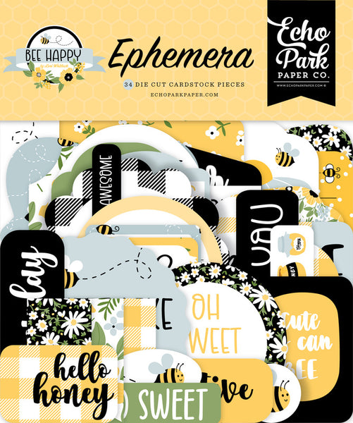 Echo Park Cardstock Ephemera 33/Pkg, Icons, Bee Happy