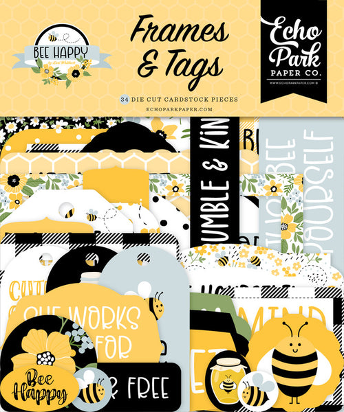 Echo Park Cardstock Ephemera 33/Pkg, Frames & Tags, Bee Happy