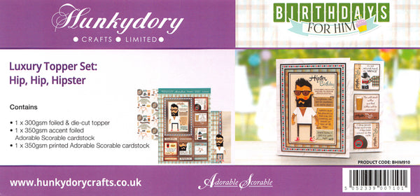 Hunkydory, Adorable Scorable, Luxury Topper Set, Hip, Hip, Hipster, Birthdays For Him (BHIM910)