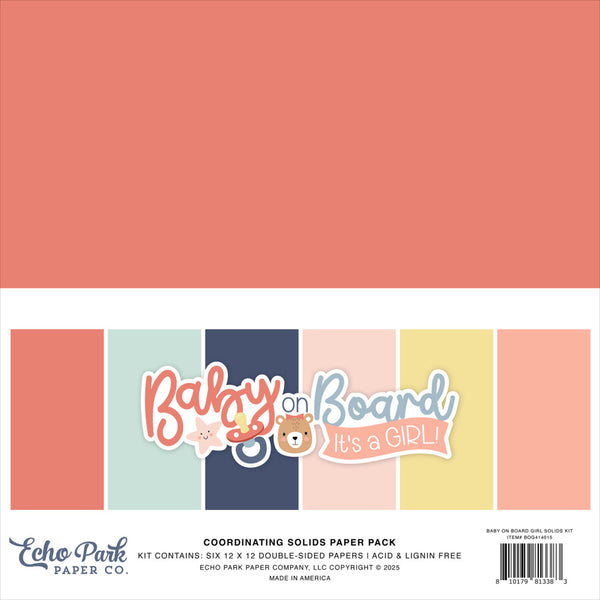 Echo Park Solids Collection Kit 12"X12", Baby On Board Girl