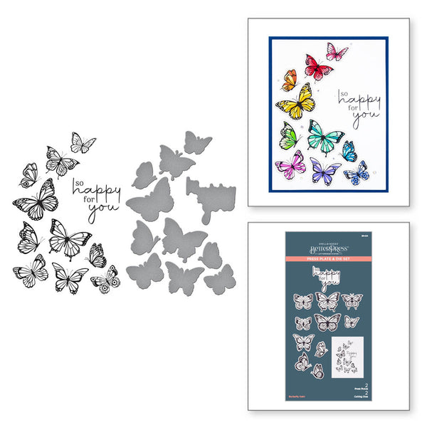 Spellbinders BetterPress Letterpress Press Plates & Dies Set, Butterfly Swirl 2/Plates & 2/Dies