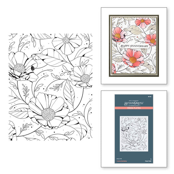 Spellbinders BetterPress Press Plate From The Pressed Posies, Cosmos Backdrop (BP-105)