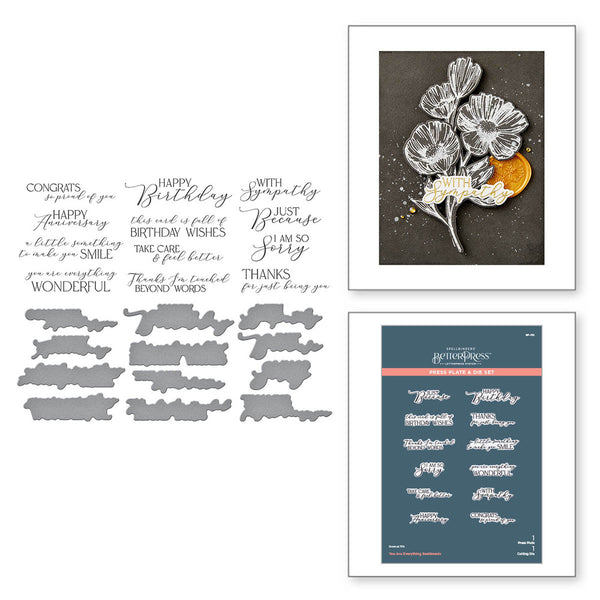 Spellbinders BetterPress Press Plate And Die From The Pressed Posies, You are Everything Sentiments (BP-110)