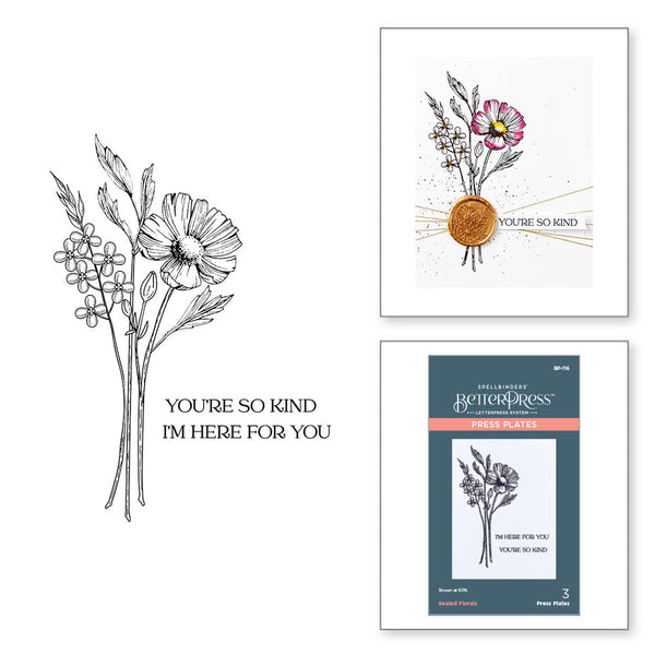 Spellbinders BetterPress Press Plate From The Pressed Posies, Sealed Florals (BP-116)
