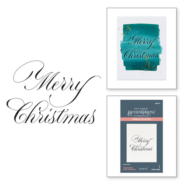 Spellbinders, BetterPress Press Plate By Paul Antonio, Copperplate, Merry Christmas (BP-177)