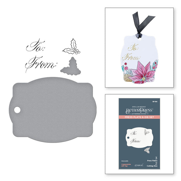 Spellbinders, Press Plate & Die Set By Paul Antonio, Copperplate, Gift Tag (BP-184)