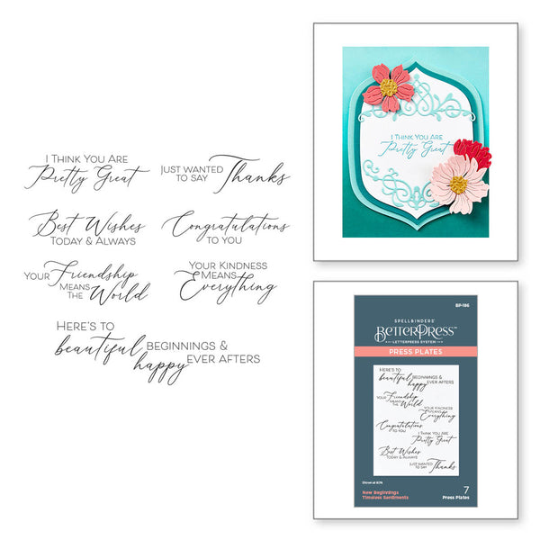 Spellbinders BetterPress Press Plate, New Beginnings Timeless Sentiments (BP-186)